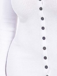 WOMEN'S LONG SLEEVE BUTTON UP RIBBED BODYCON MINI DRESS