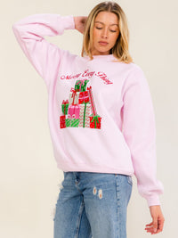 WOMEN'S LONG SLEEVE MERRY EVERY THING GRAPHIC PULLOVER SWEATER