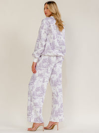 WOMEN'S LONG SLEEVE SWEATER & ELASTIC WAIST WIDE LEG PANTS MULTI PRINT 2PC. SET