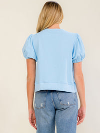 WOMEN'S SHORT PUFF SLEEVE GRAPHIC TOP