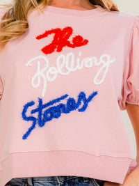 WOMEN'S SHORT PUFF SLEEVE GRAPHIC TOP