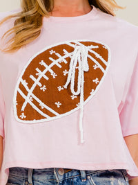 WOMEN'S SHORT SLEEVE FOOTBALL GRAPHIC BASIC TOP
