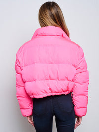 WOMEN'S LONG SLEEVE BUTTON CLOSURE ZIP UP PUFFER JACKET