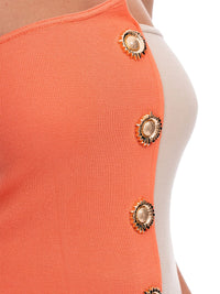 WOMEN'S SLEEVELESS BUTTON DETAILED COLORBLOCK RIBBED TUBE TOP