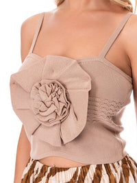 WOMEN'S SLEEVELESS FLOWER DETAILED TANK TOP