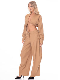 WOMEN'S LONG SLEEVE V-NECK CROP TOP
