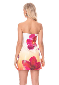 WOMEN'S SLEEVELESS FLORAL PRINT SEQUINS BODYCON MINI DRESS