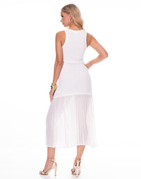 WOMEN'S SLEEVELESS BODYCON PLEATED BOTTOM HEM MAXI DRESS