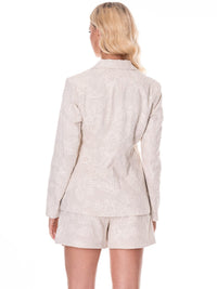 WOMEN'S LONG SLEEVE BLAZER & BUTTON CLOSURE SHORTS EMBROIDERY FLORAL 2PC. SET