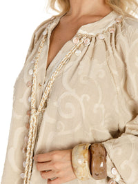 WOMEN'S LONG SLEEVE BUTTON UP DETAILED BLOUSE