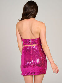 WOMEN'S SLEEVELESS CUT OUT SEQUINS BODYCON MINI DRESS