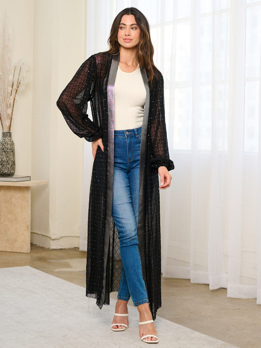 Elegant Women's Ombre White Faux Fur Open Front Long Sleeves Cardigan main image 0
