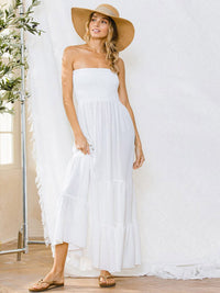 WOMEN'S SLEEVELESS SMOCK TIERED MAXI DRESS