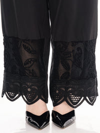 ********WOMEN'S LONG SLEEVE BUTTON UP BLOUSE & ELASTIC WAIST WIDE LEG PANTS CROCHET DETAILED 2PC. SET