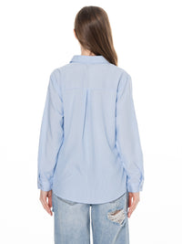 *****PLUS SIZE LONG SLEEVE BUTTON UP STRIPES SHIRT