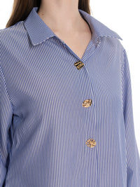 *****PLUS SIZE LONG SLEEVE BUTTON UP STRIPES SHIRT