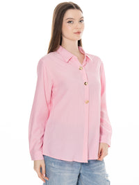 *****PLUS SIZE LONG SLEEVE BUTTON UP STRIPES SHIRT
