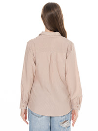 *****PLUS SIZE LONG SLEEVE BUTTON UP STRIPES SHIRT