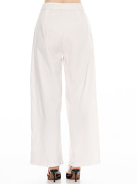 ******PLUS SIZE BUTTON CLOSURE CROCHET WAIST FRONT POCKETS WIDE LEG PANTS