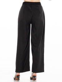 ******PLUS SIZE BUTTON CLOSURE CROCHET WAIST FRONT POCKETS WIDE LEG PANTS