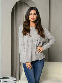 WOMEN'S LONG SLEEVE BABY DOLL TUNIC TOP