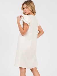 WOMEN'S SHORT RUFFLE SLEEVE LOOSE FIT MINI DRESS