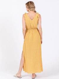 WOMEN'S ADJUSTABLE STRAPS V-NECK ELASTIC WAIST TIERED MAXI DRESS
