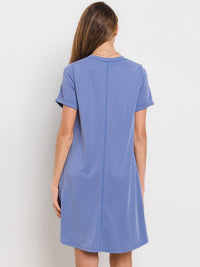 WOMEN'S SHORT SLEEVE FRONT POCKETS MINI DRESS