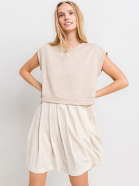 WOMEN'S SHORT SLEEVE LOOSE FIT LINEN MINI DRESS