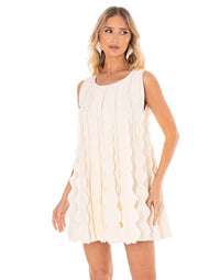 WOMEN'S SLEEVELESS RUFFLE DETAILED TUNIC MINI DRESS