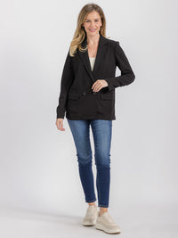 WOMEN'S LONG SLEEVE FRONT POCKETS BUTTON CLOSURE BLAZER
