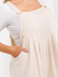 PLUS SIZE SLEEVELESS SQUARE NECK POCKETS WIDE LEG CORDUROY JUMPSUIT