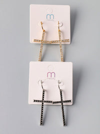 WOMEN'S FASHION GOLD & BLACK CROSS EARRINGS