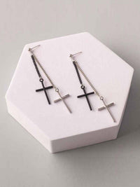 FASHION ASSORTED COLORS HANGING CROSS EARRINGS