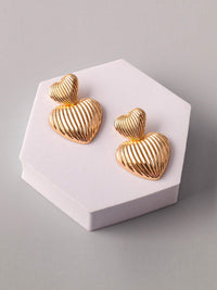 WOMEN'S GOLD & SILVER HEARTS EARRINGS