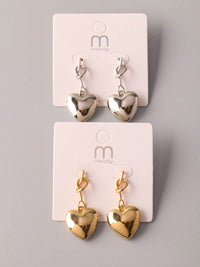 WOMEN'S GOLD & SILVER HEART EARRINGS