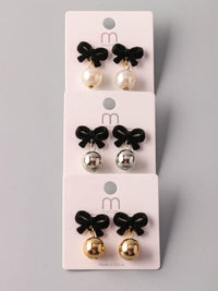WOMEN'S ASSORTED PEARL BOW EARRINGS