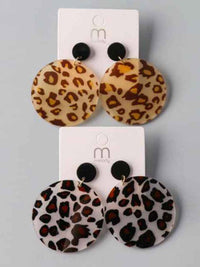 FASHION ASSORTED COLORS ANIMAL PRINT EARRINGS