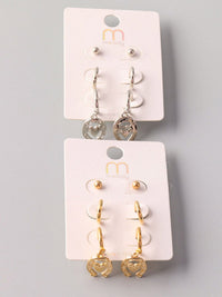 FASHION GOLD & SILVER MULTI PENDANT EARRINGS SET