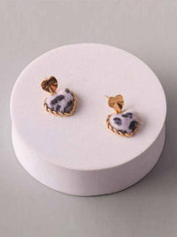 FASHION ASSORTED COLORS ANIMAL PRINT SMALL HEART EARRINGS