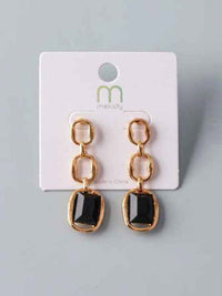 FASHION BLACK GOLD HANGING EARRINGS