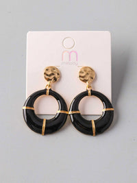 FASHION BLACK GOLD HANGING EARRINGS