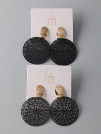 FASHION BLACK GOLD STONE EARRINGS