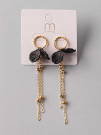 FASHION BLACK GOLD HANGING EARRINGS