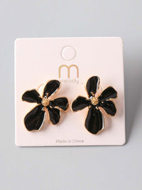 FASHION BLACK & GOLD FLOWER EARRINGS