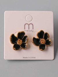 FASHION BLACK & GOLD FLOWER EARRINGS