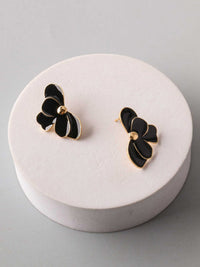 FASHION BLACK & GOLD FLOWER EARRINGS