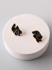 FASHION BLACK & GOLD FLOWER EARRINGS