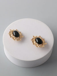 FASHION BLACK GOLD STONE EARRINGS