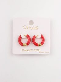 WOMEN'S STAINLESS STELL SMALL HOOPS EARRINGS